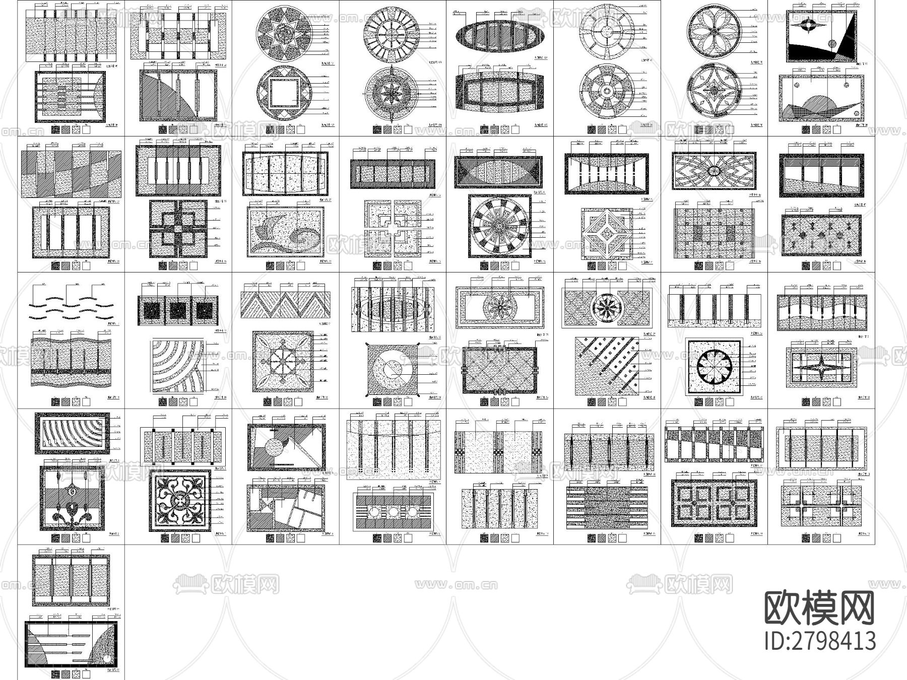 精品地面拼花图案cad图库下载（渲染图8）