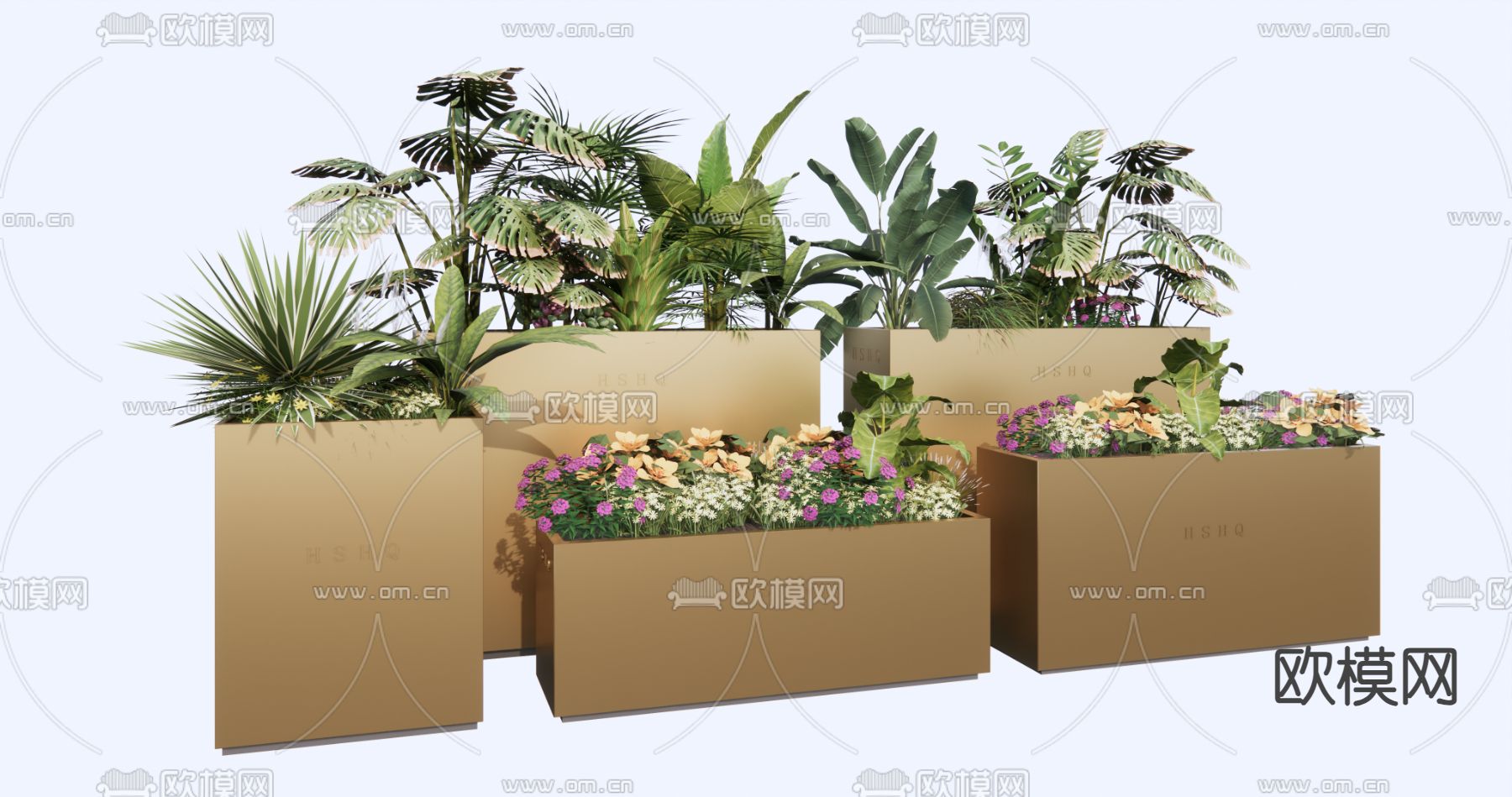 移动花箱 植物花坛su模型下载（渲染图2）