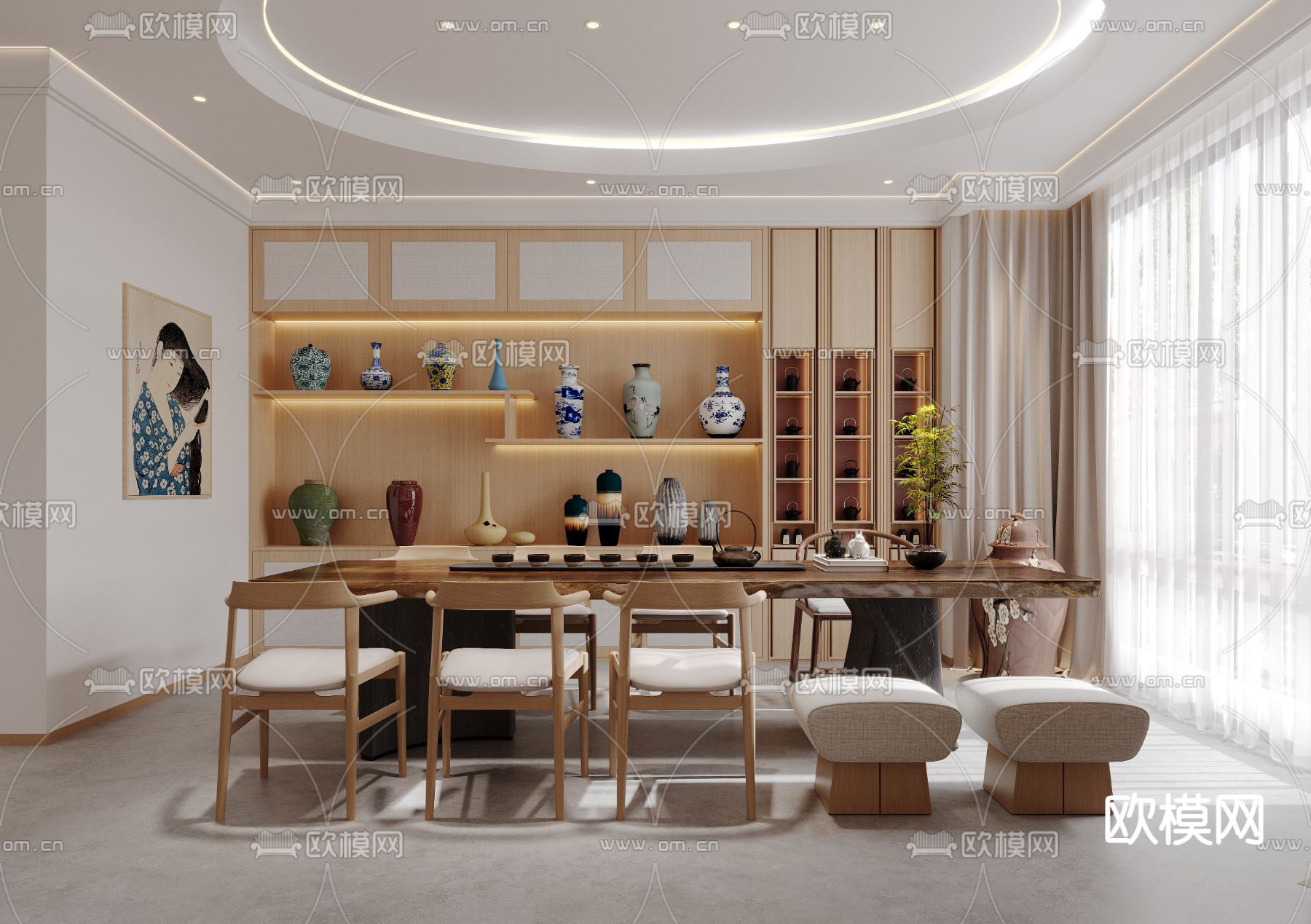 日式茶室3d模型下载（渲染图1）