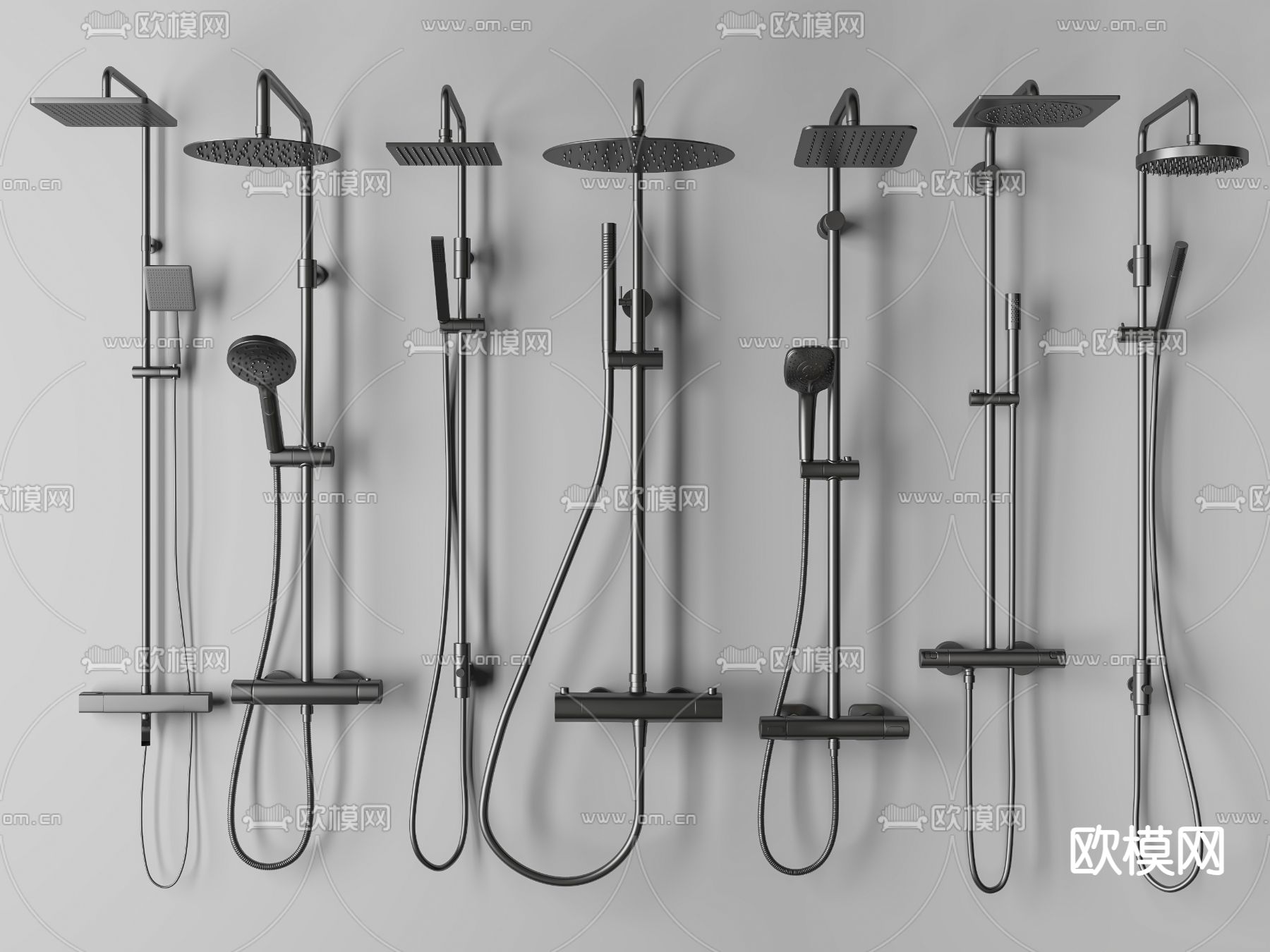 淋浴花洒 喷头3d模型下载