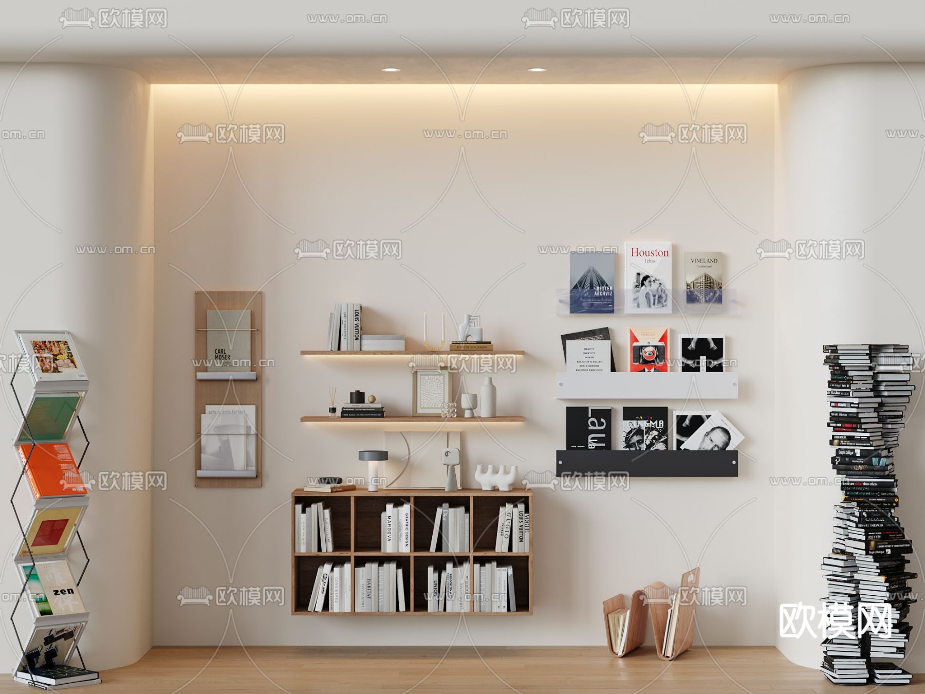 书本 书籍 壁架 书堆 杂志架3d模型下载