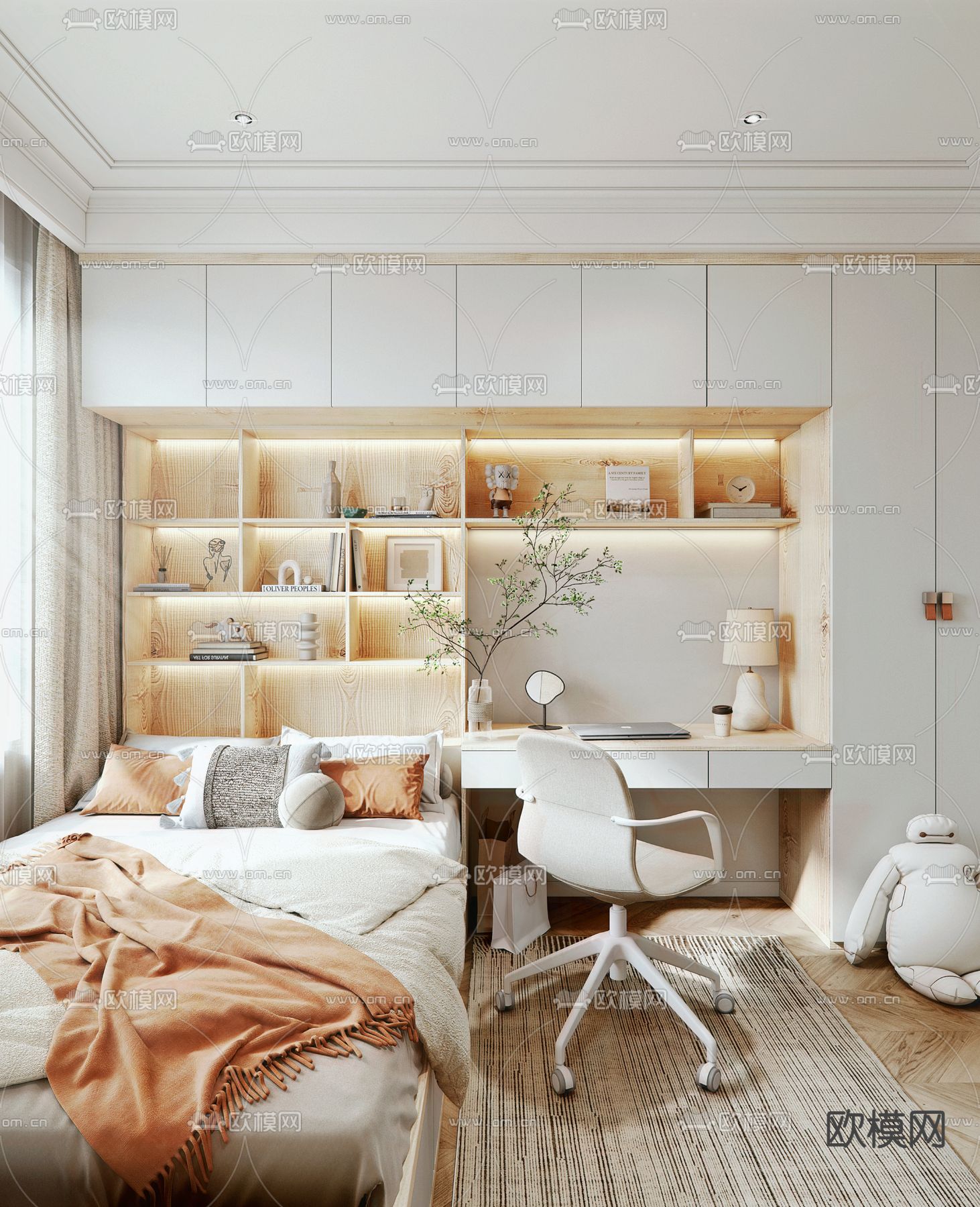 北欧卧室 次卧 榻榻米3d模型下载（渲染图1）