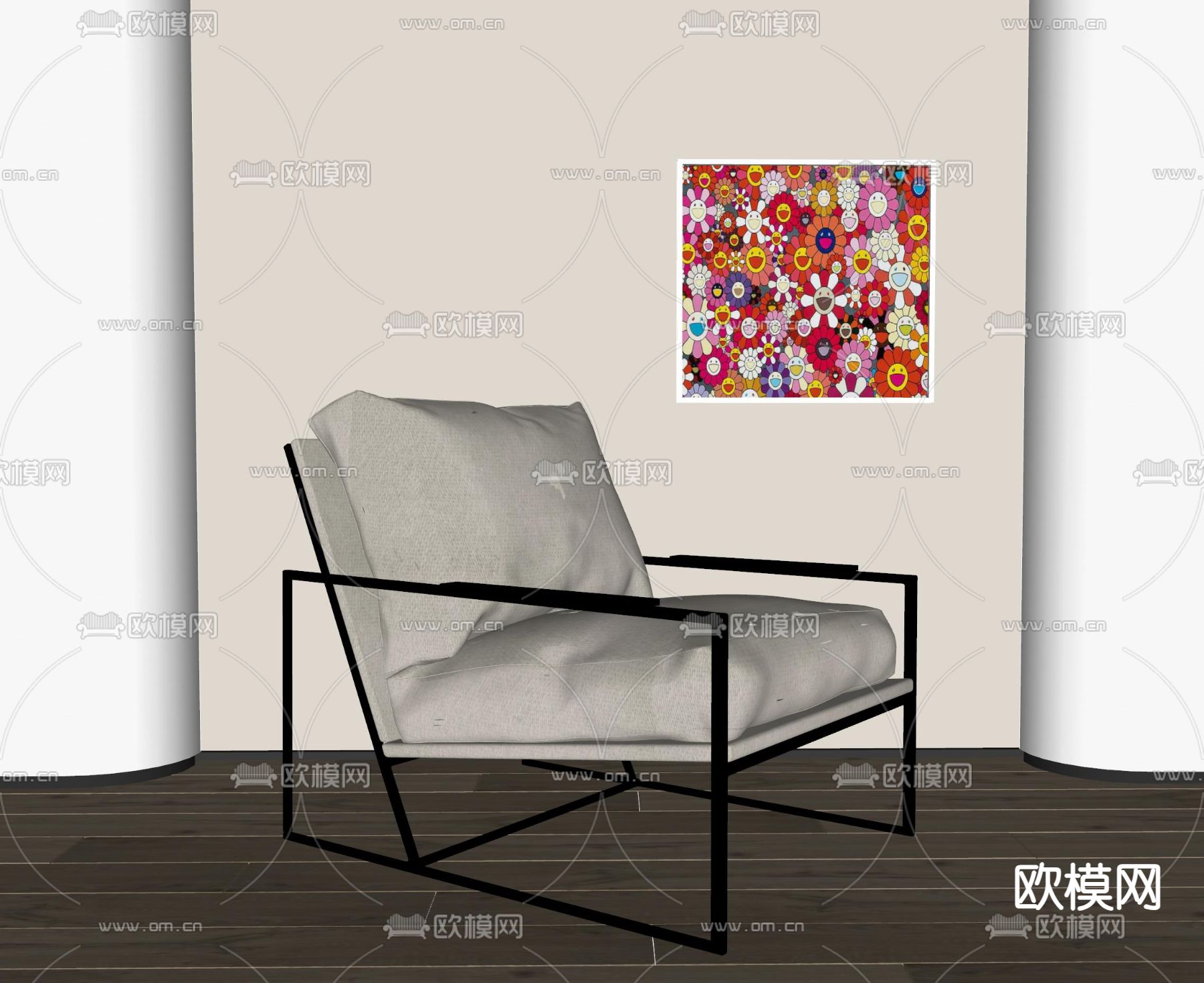 现代单人沙发su模型下载（渲染图2）