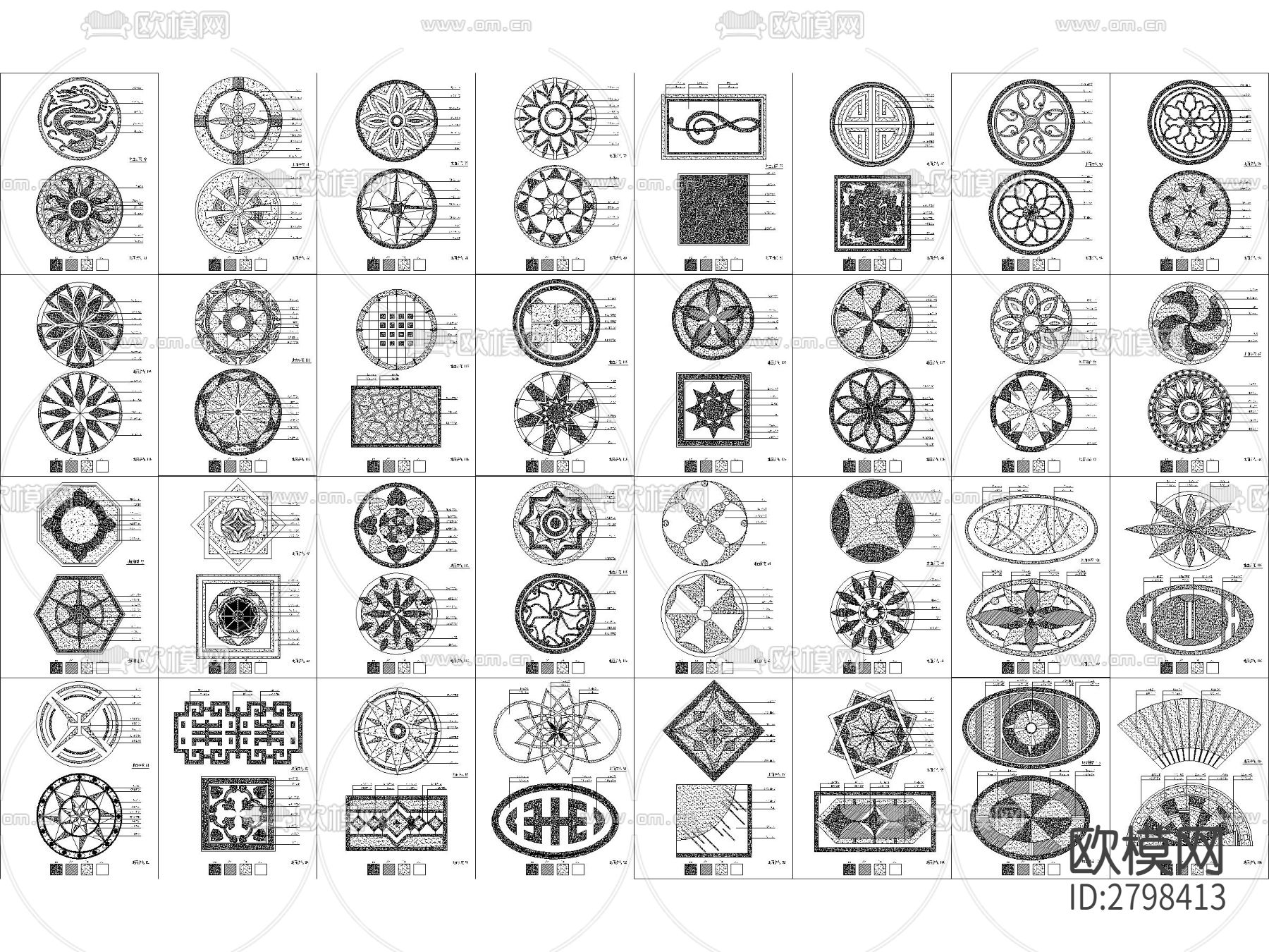 精品地面拼花图案cad图库下载（渲染图9）
