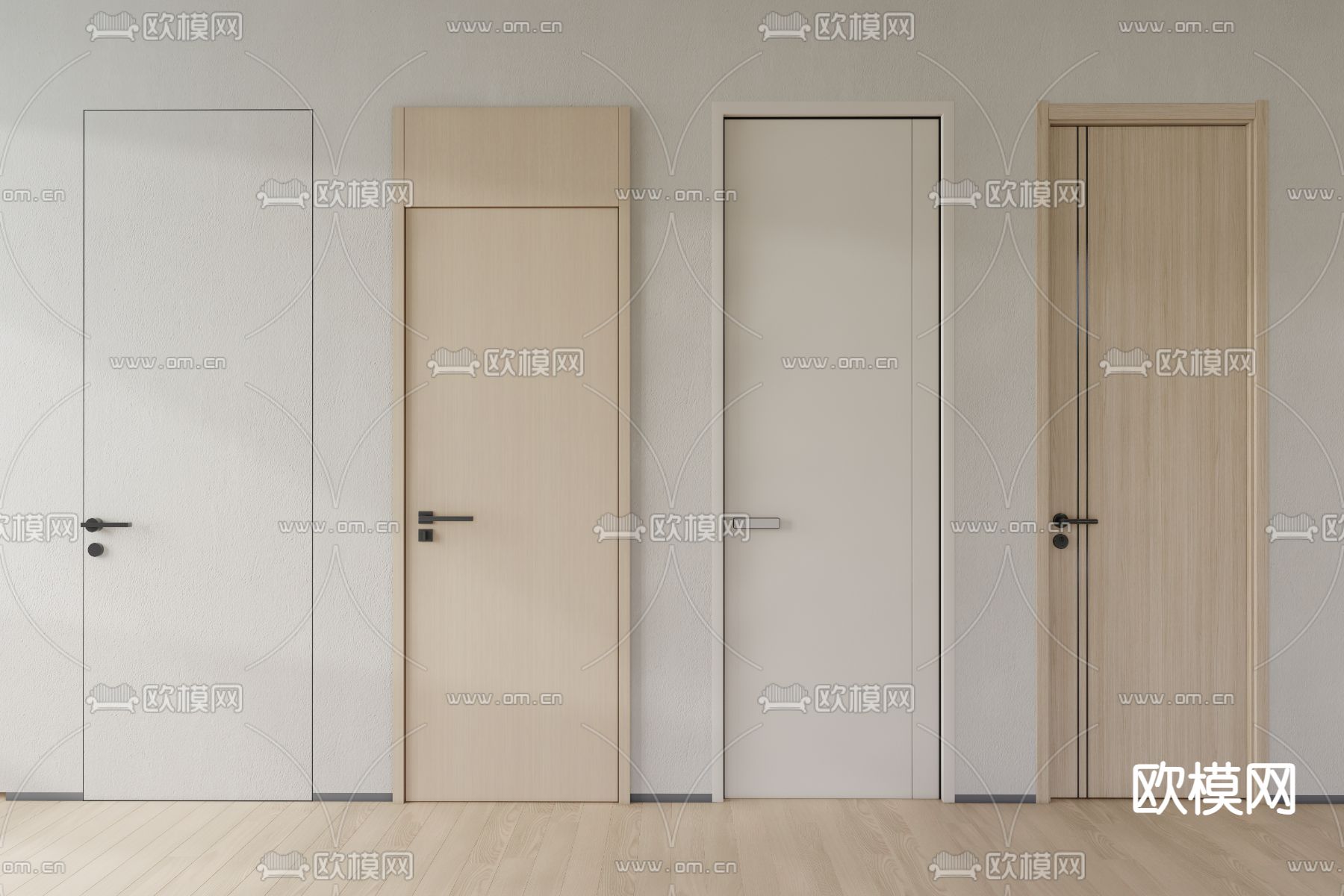 极简门 隐形门 通顶门 木门 单开门3d模型下载