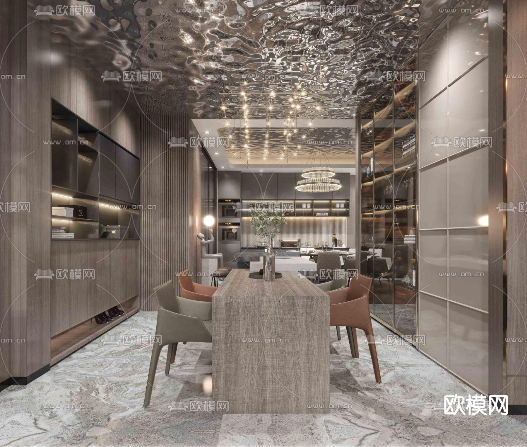 别墅客餐厅3d模型下载（渲染图4）