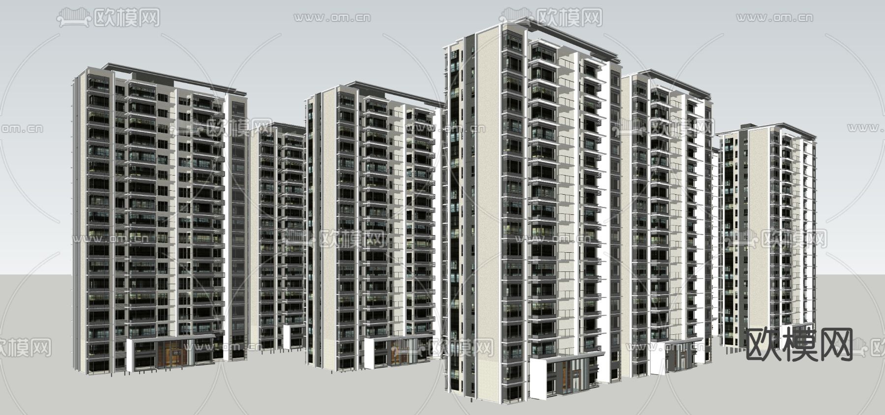 现代小区建筑su模型