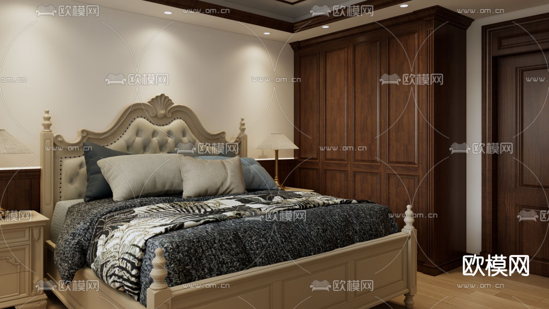欧式卧室su模型下载（渲染图2）