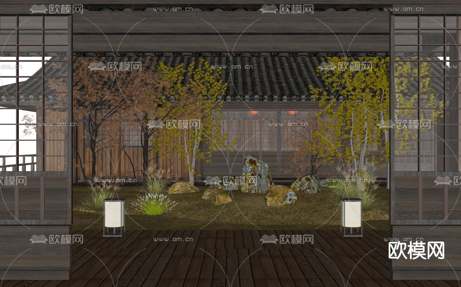 日式庭院景观su模型下载（渲染图2）