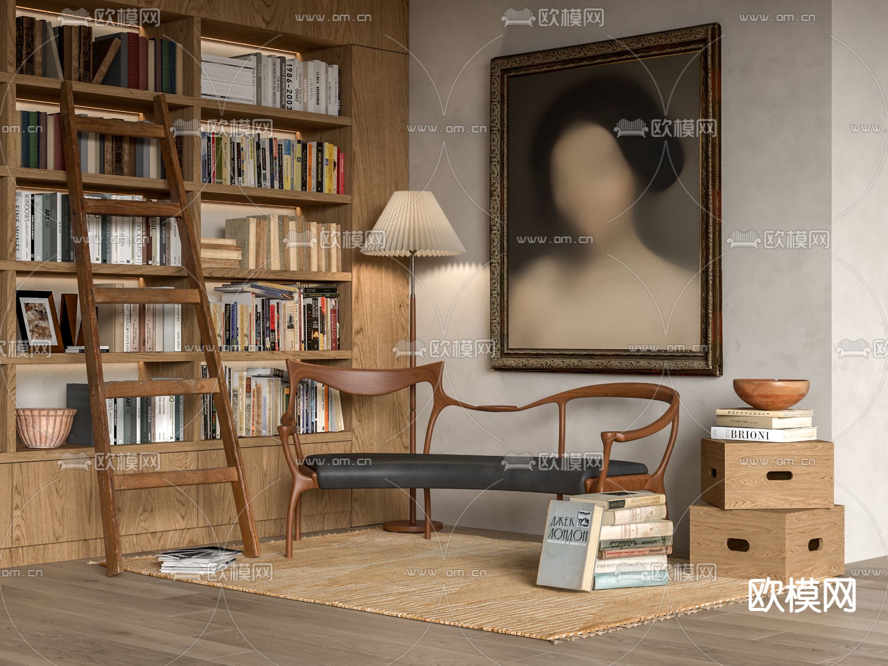 中古风躺椅su模型下载（渲染图1）