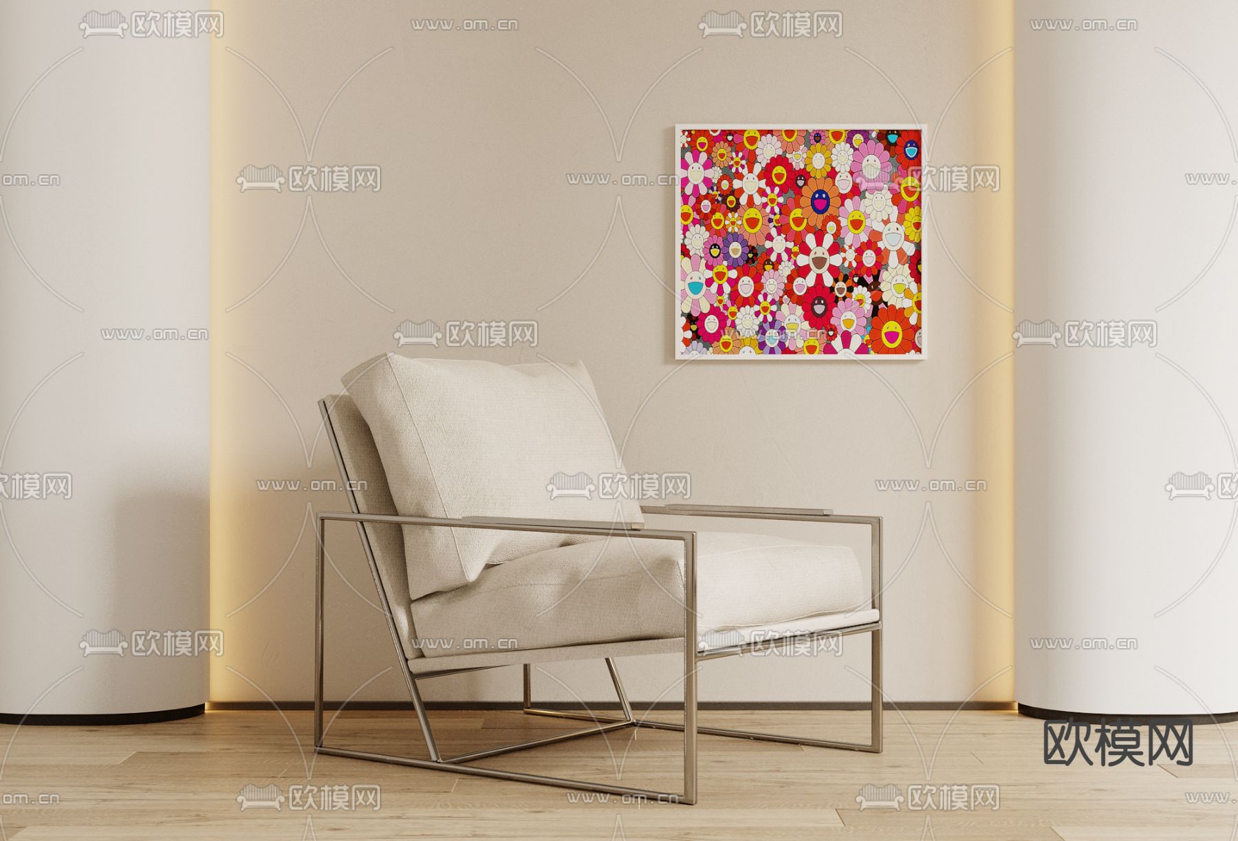 现代单人沙发su模型下载（渲染图1）