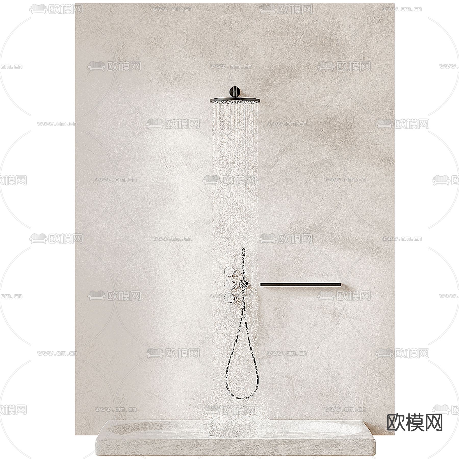 喷头 花洒 顶喷3d模型下载（渲染图2）