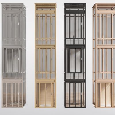  现代观光电梯 别墅电梯su模型 