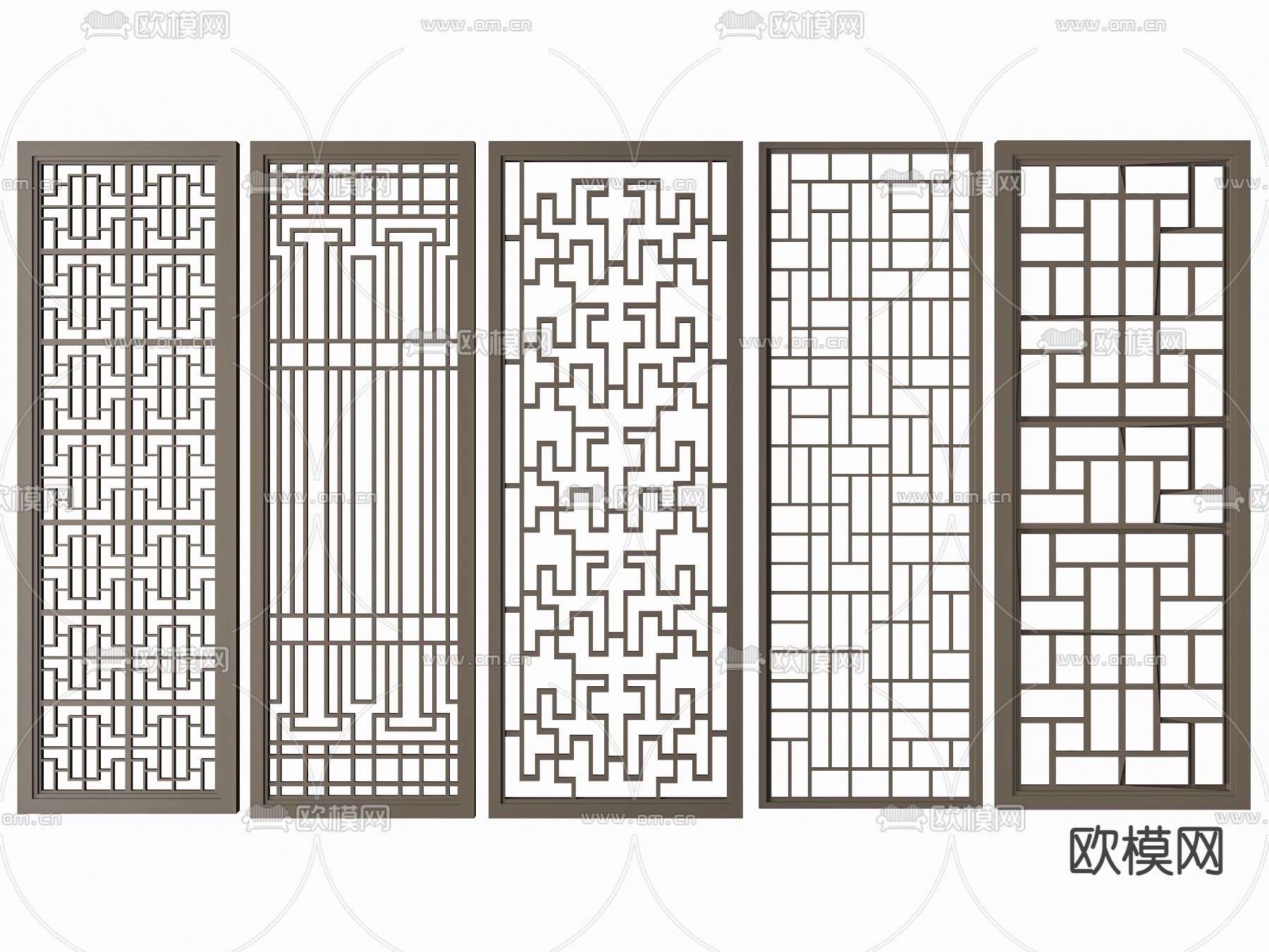 新中式屏风隔断su模型下载（渲染图1）