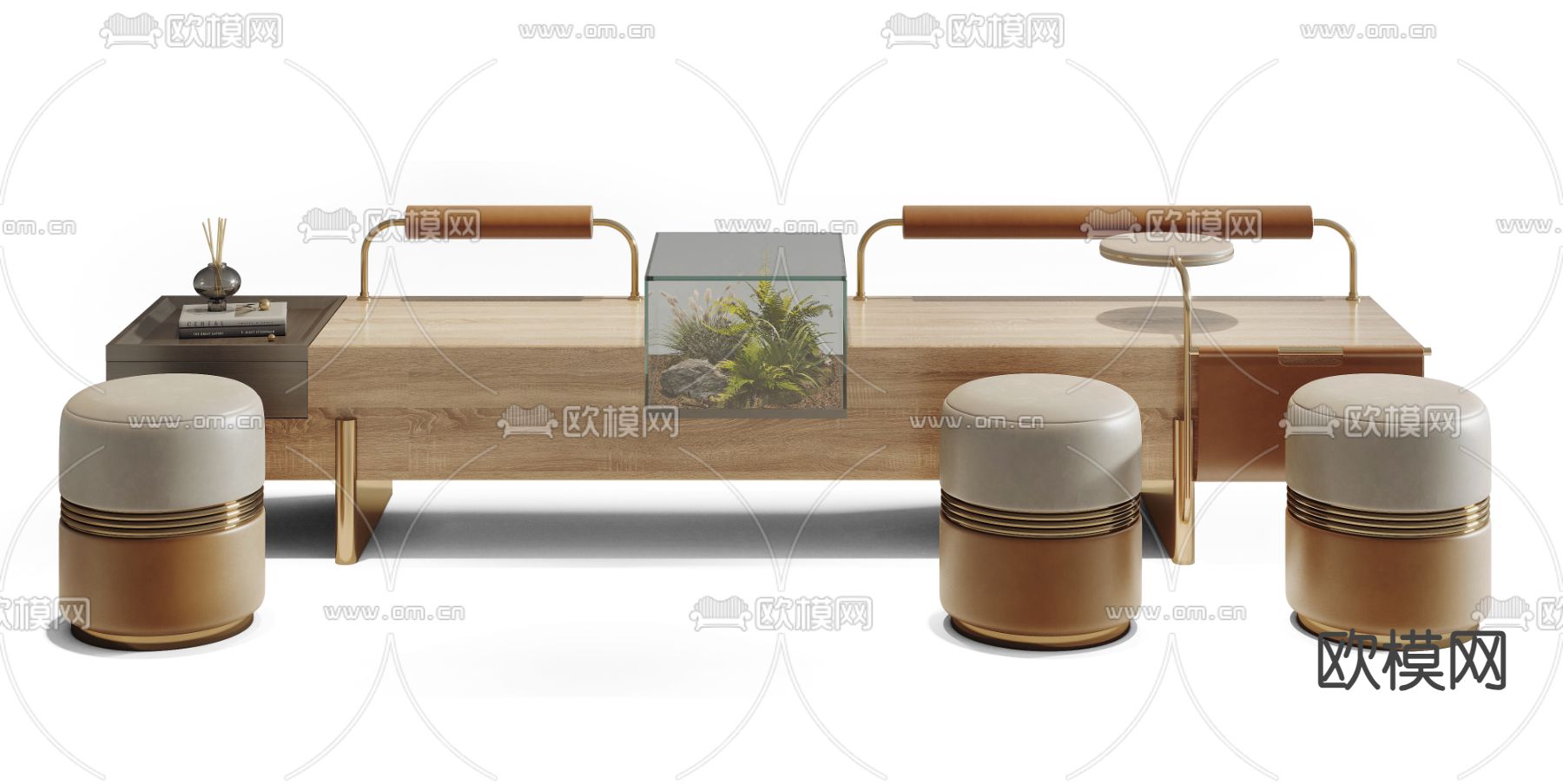 卡座沙发 大堂沙发 公共沙发3d模型下载（渲染图2）