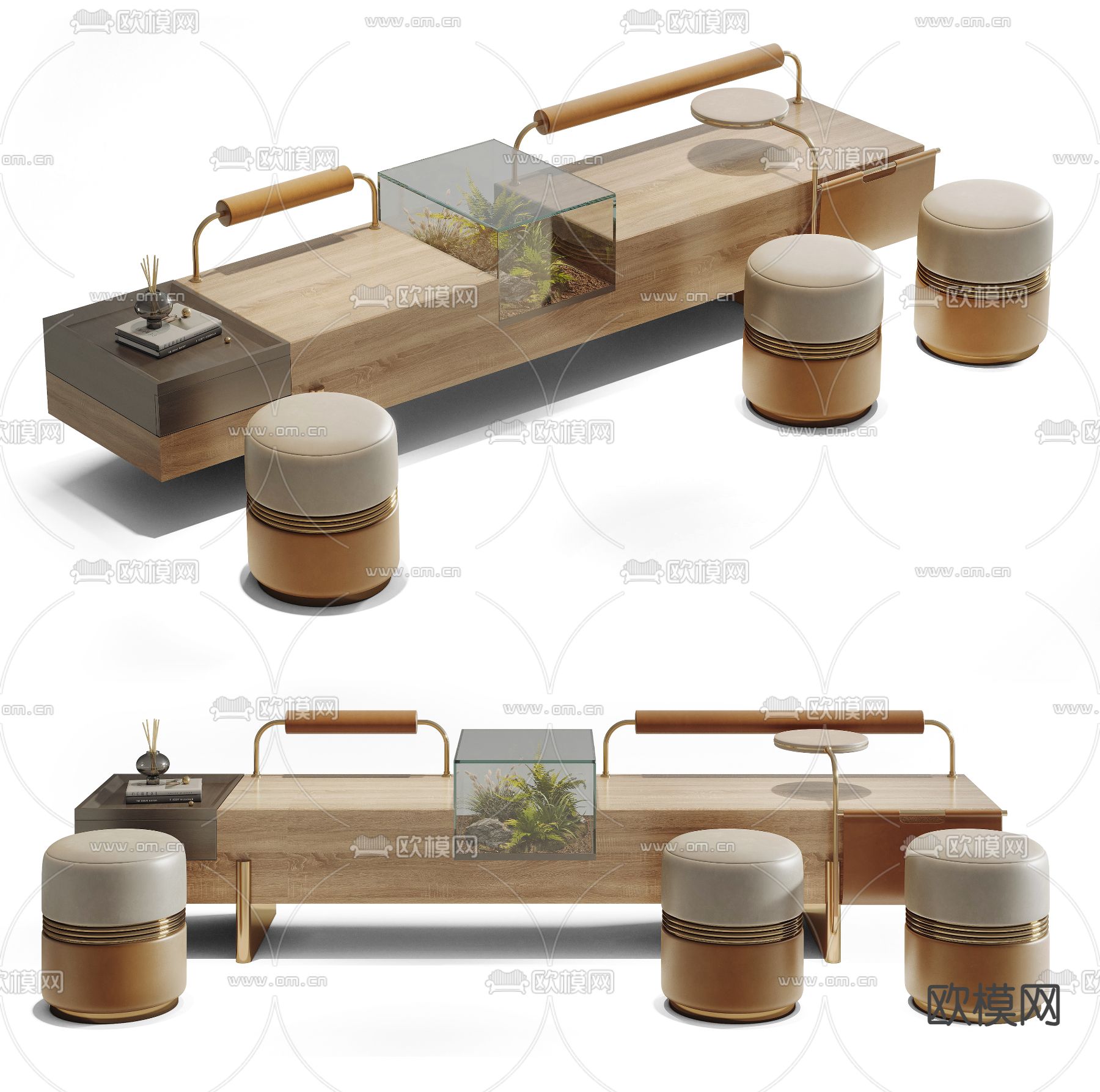 卡座沙发 大堂沙发 公共沙发3d模型下载（渲染图1）