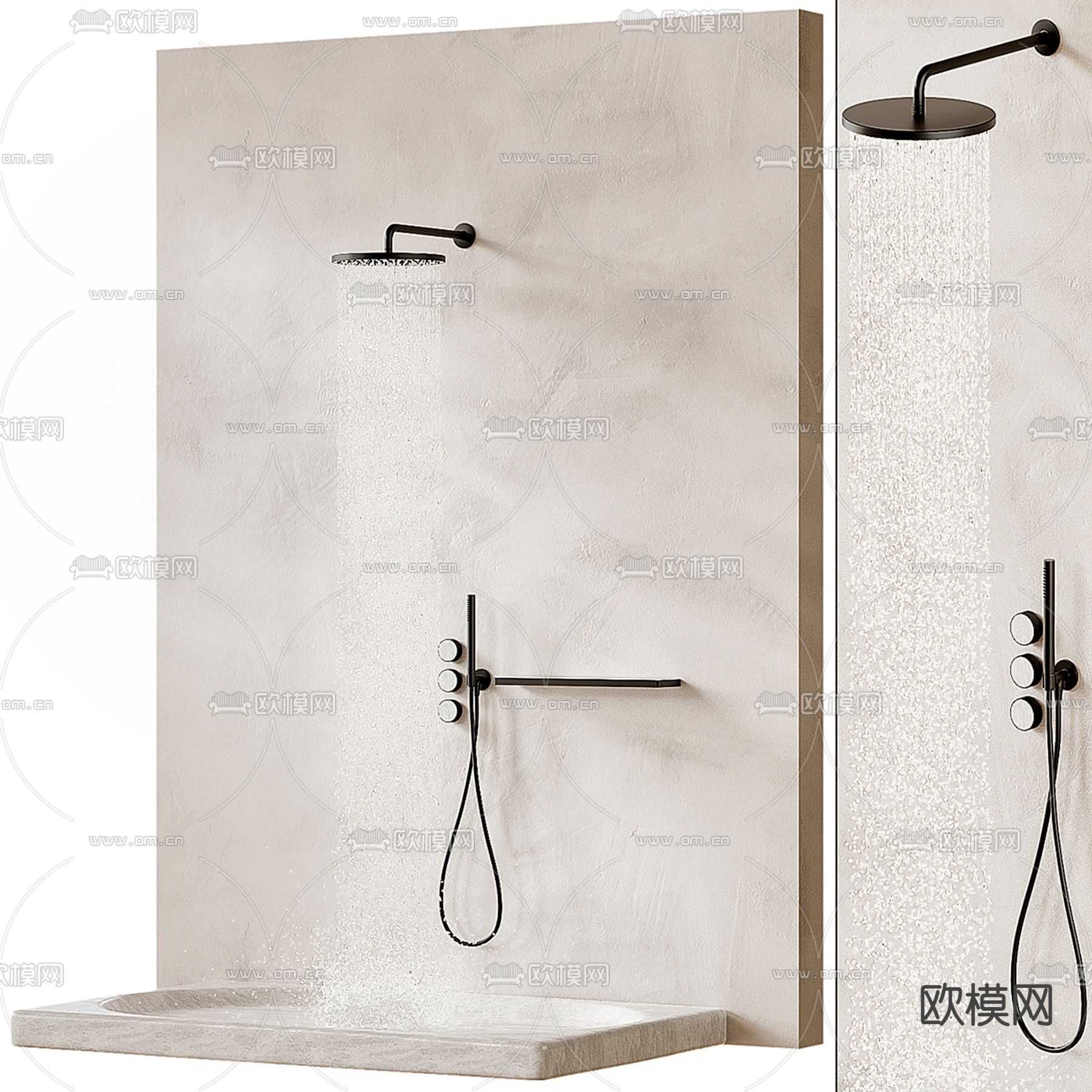 喷头 花洒 顶喷3d模型下载（渲染图1）