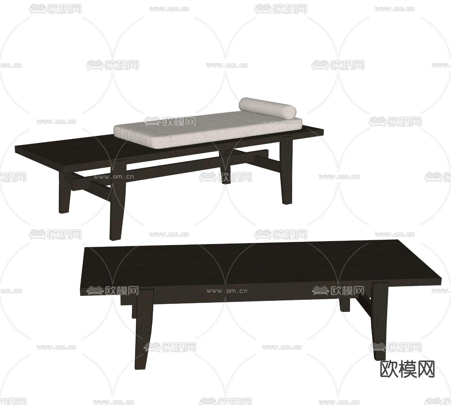 Poliform 凳子 长凳su模型下载（渲染图2）