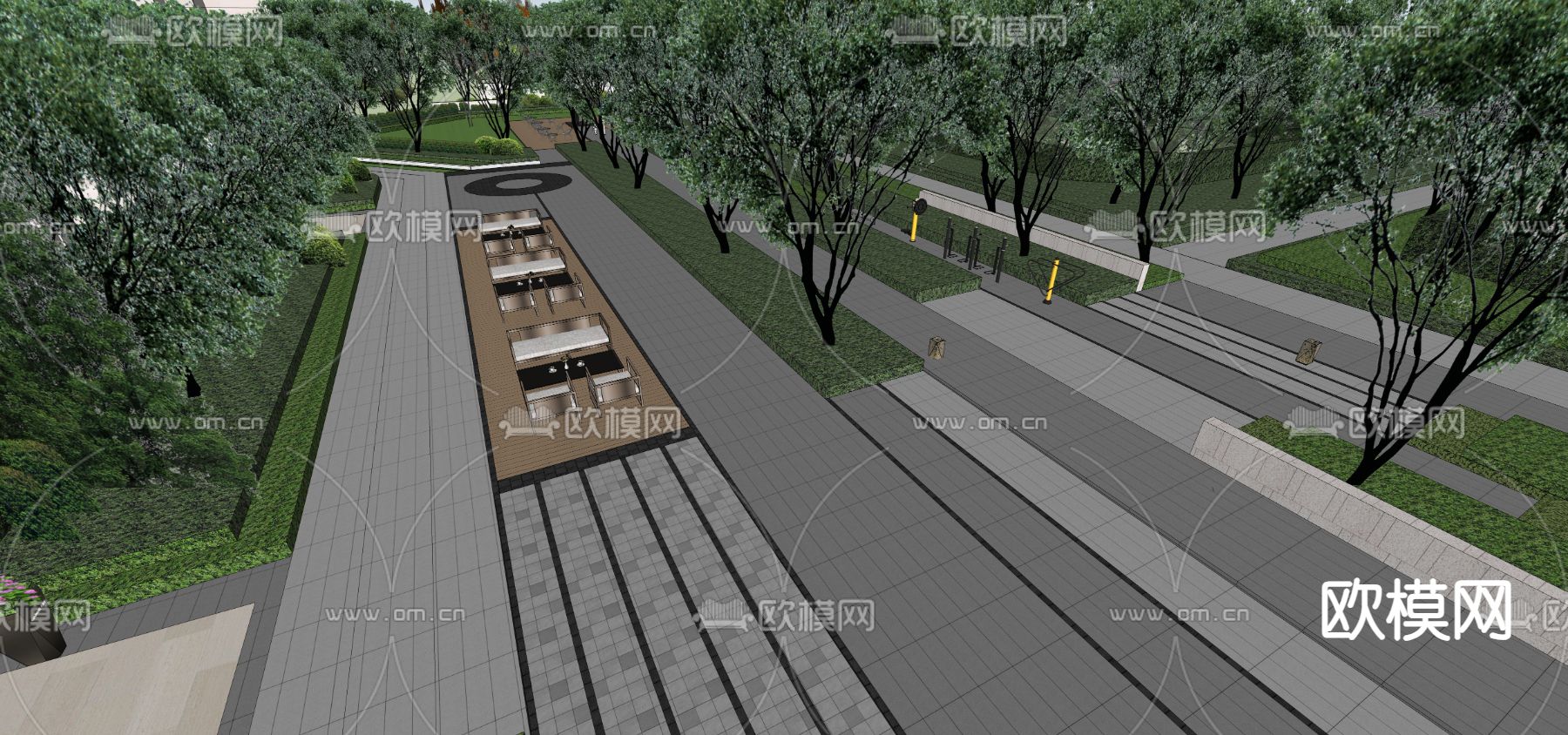 现代住宅小区景观su模型下载（渲染图2）