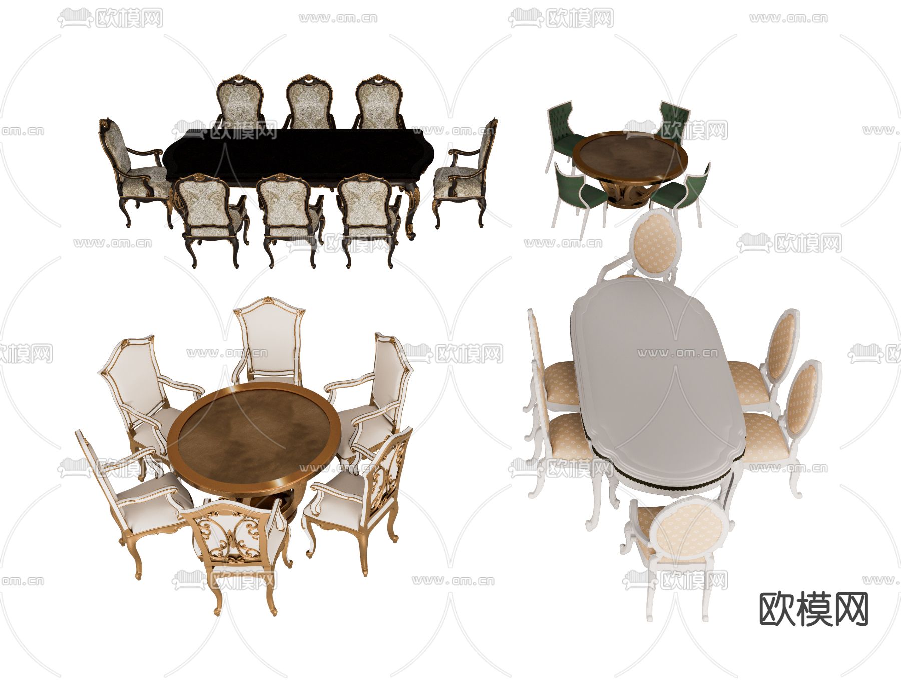欧式餐桌椅su模型下载（渲染图1）