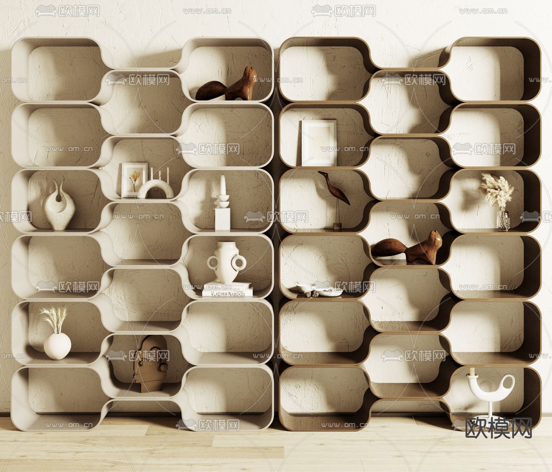 现代书柜su模型下载（渲染图1）