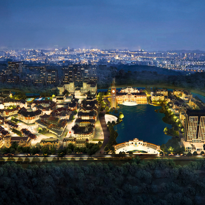  欧洲小镇su模型 