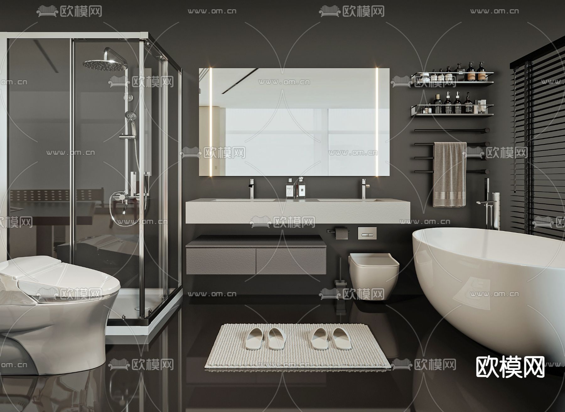 现代卫生间 浴室su模型下载（渲染图1）