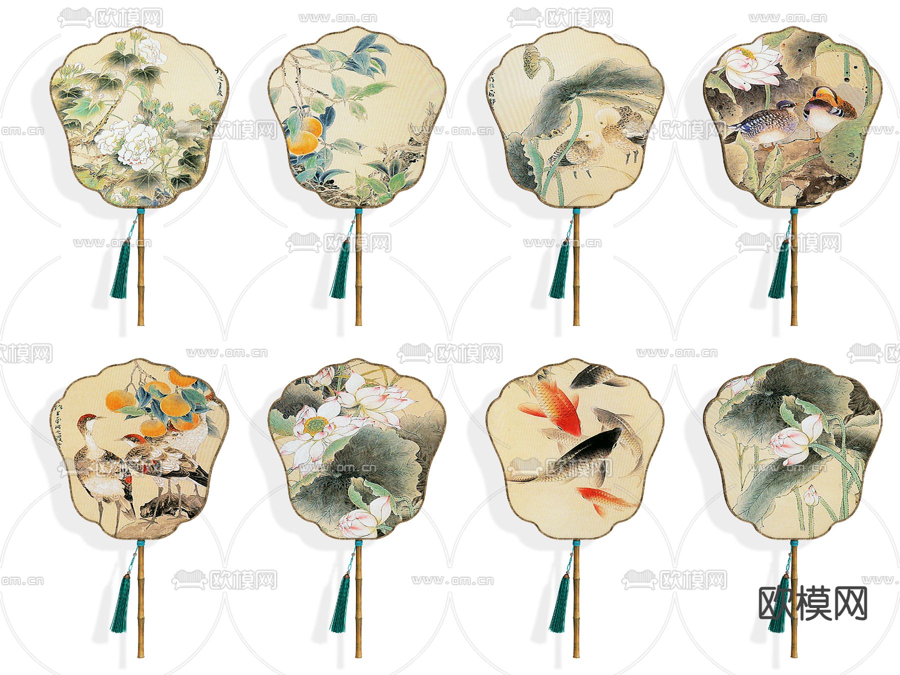 新中式扇子 古扇su模型下载（渲染图2）