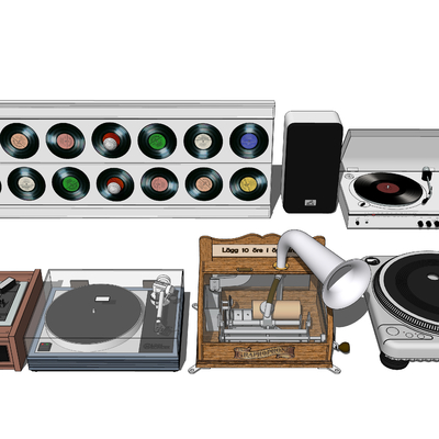  唱片机 留声机su模型 