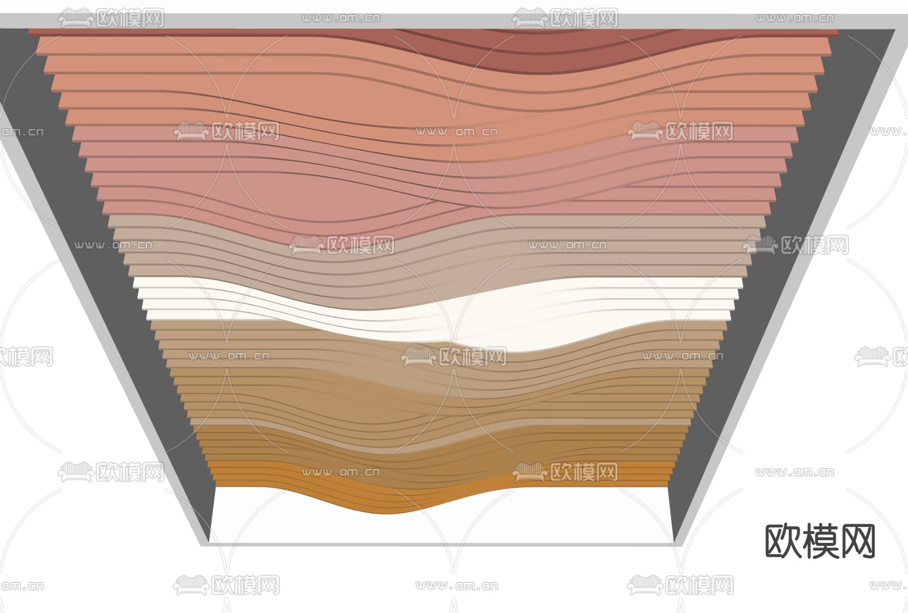异形吊顶 波浪吊顶su模型下载（渲染图2）