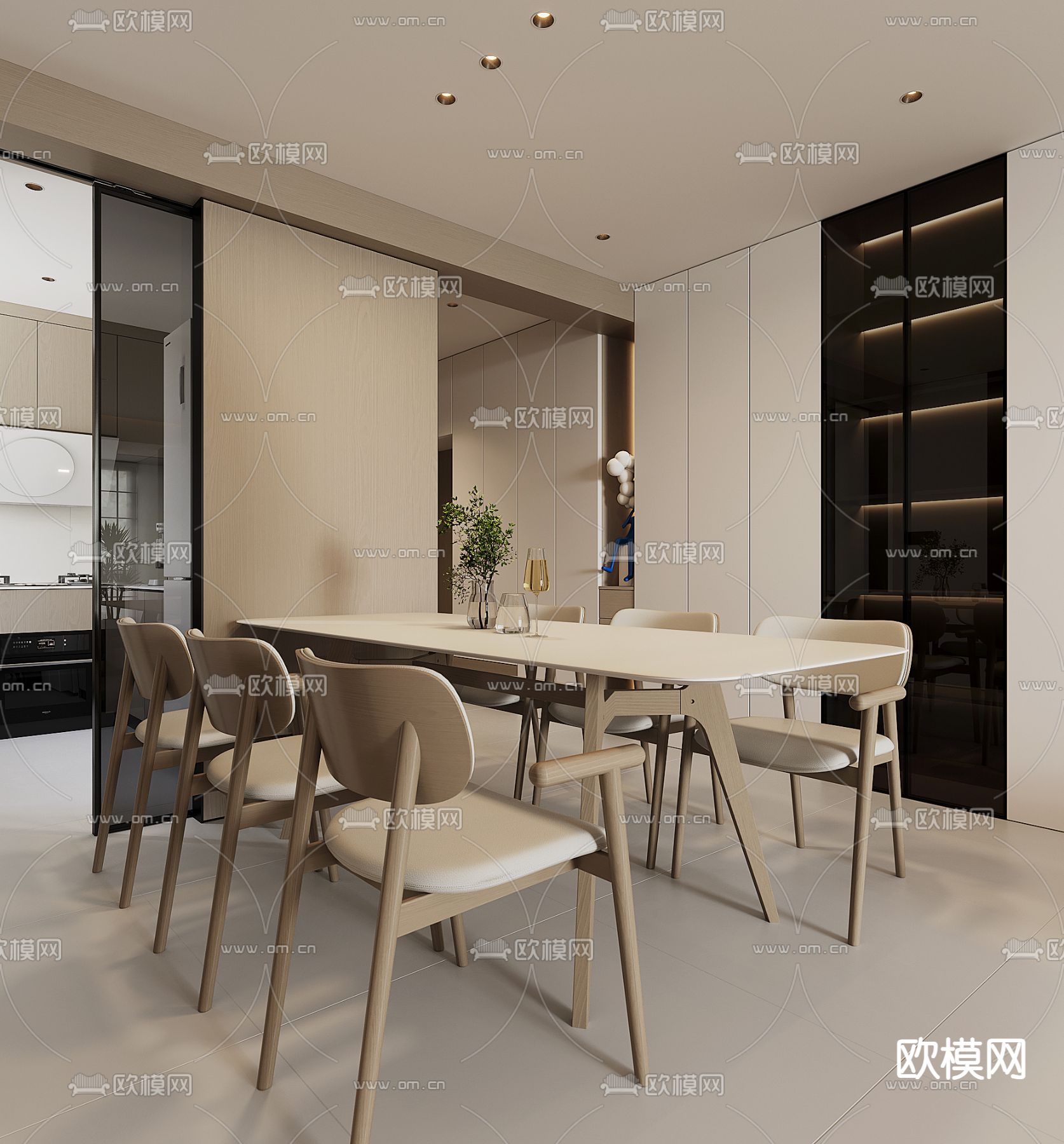 现代餐厅su模型下载_ID14235818_sketchup模型下载-欧模网