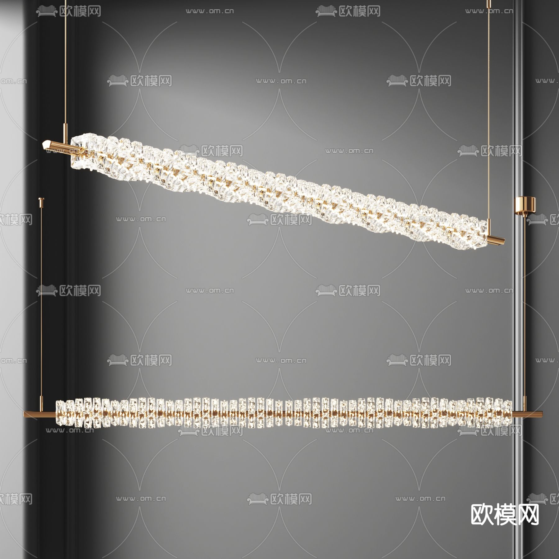 水晶长吊灯3d模型下载