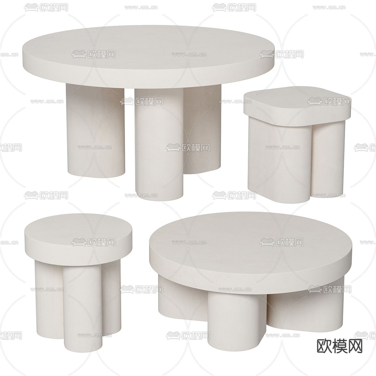 侘寂风茶几 边几su模型下载（渲染图1）