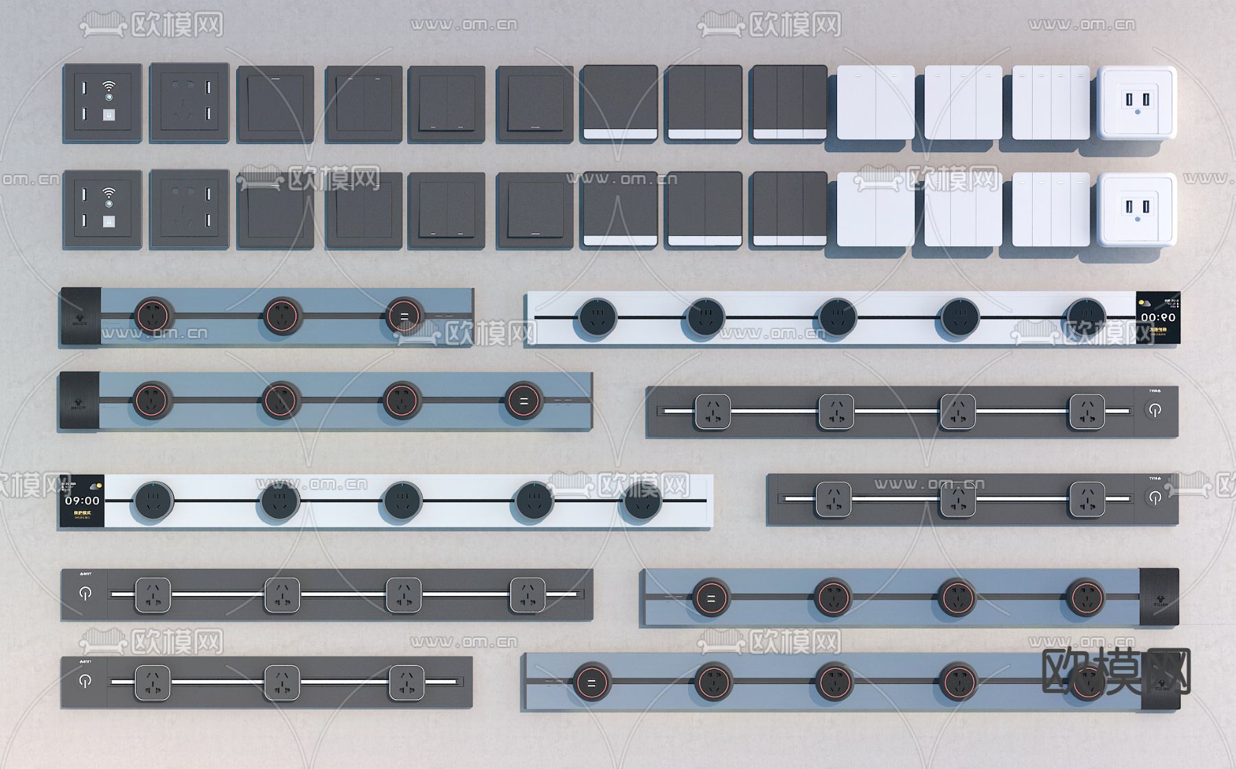 开关 插座 轨道插座3d模型下载