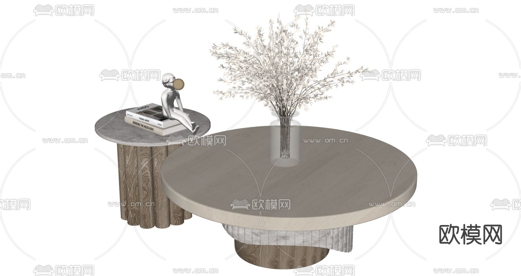侘寂茶几su模型下载（渲染图2）