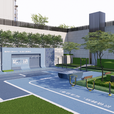 现代健身器材 塑胶场地su模型