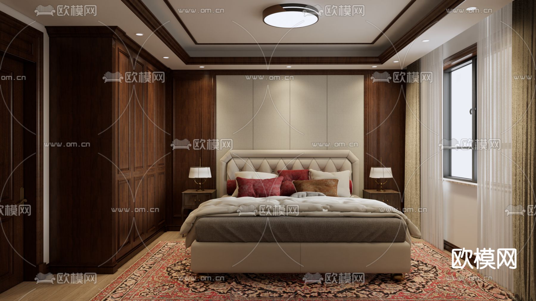 欧式卧室su模型下载（渲染图1）