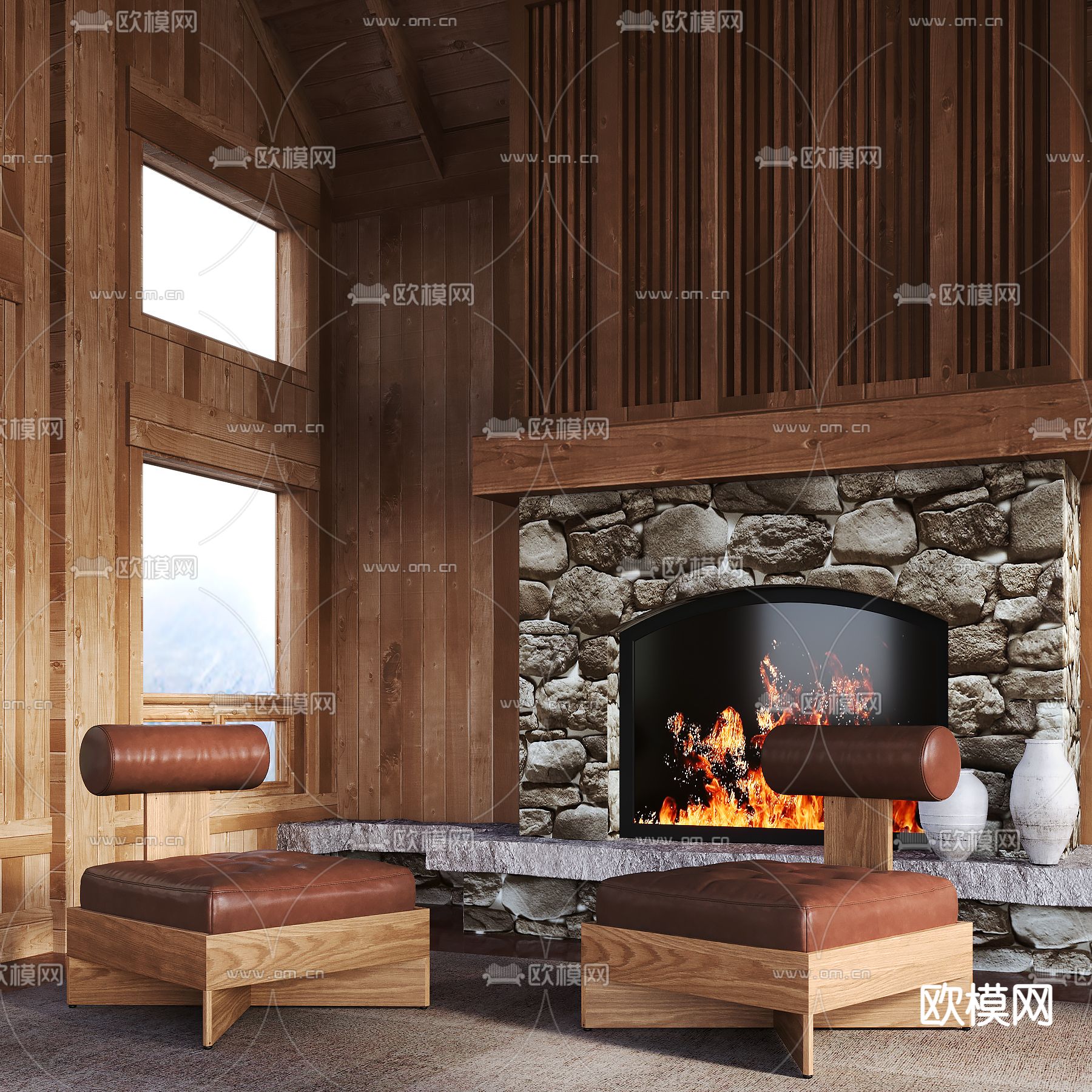 侘寂风沙发椅 休闲椅3d模型下载