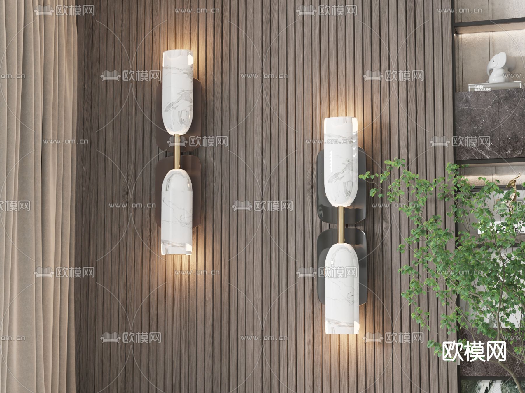 新中式壁灯su模型下载（渲染图1）