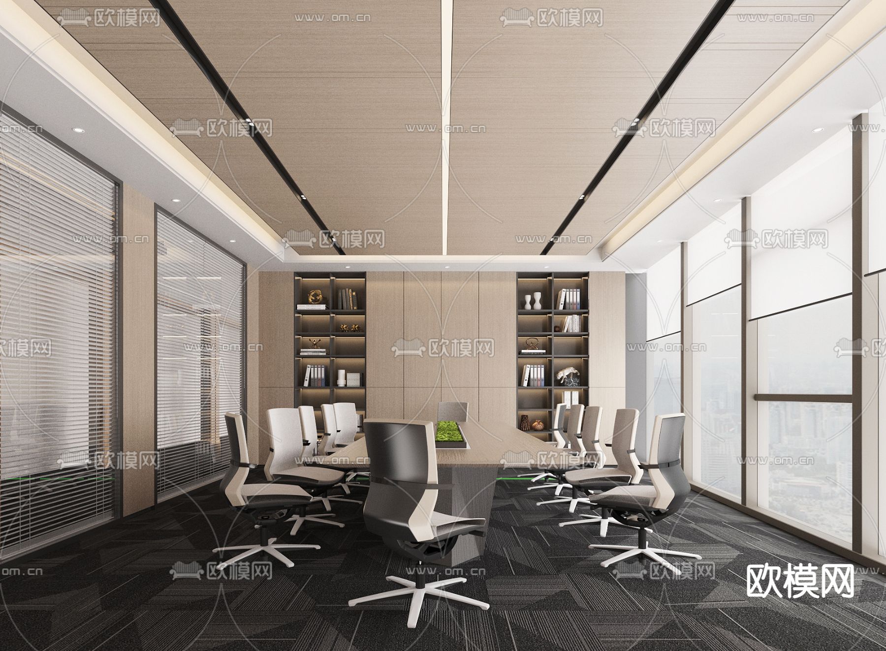 现代会议室3d模型下载