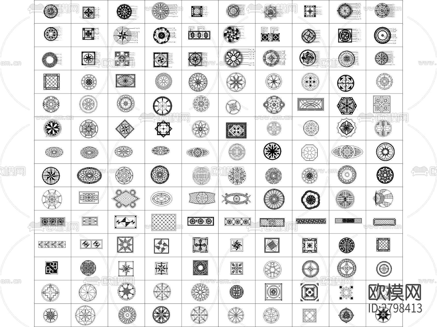精品地面拼花图案cad图库下载（渲染图10）