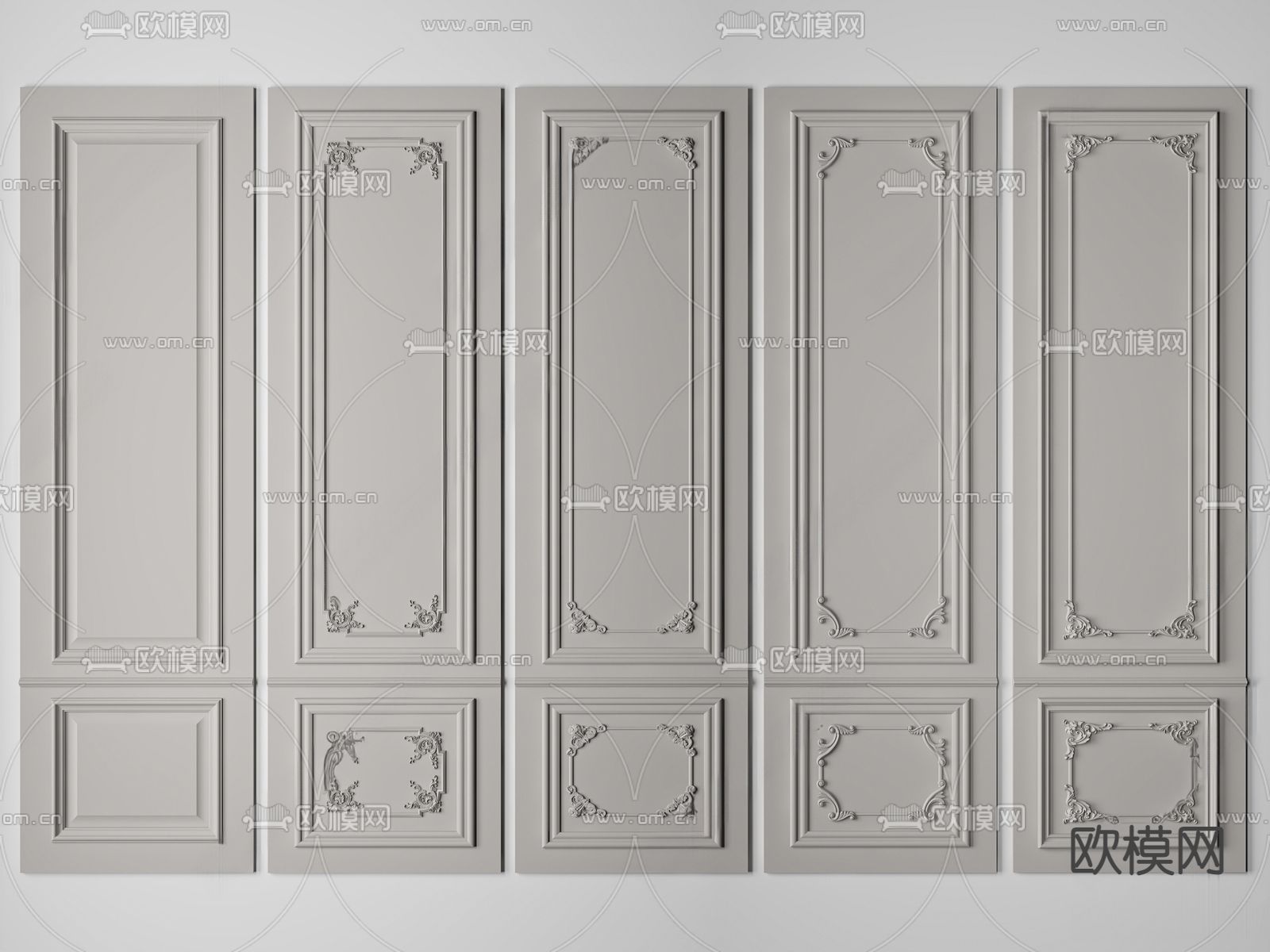 法式护墙板su模型下载（渲染图1）