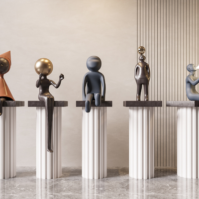  现代雕塑摆件 潮玩su模型 