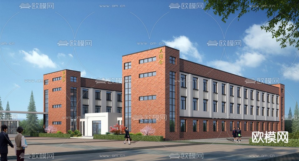 学校外观3d模型下载