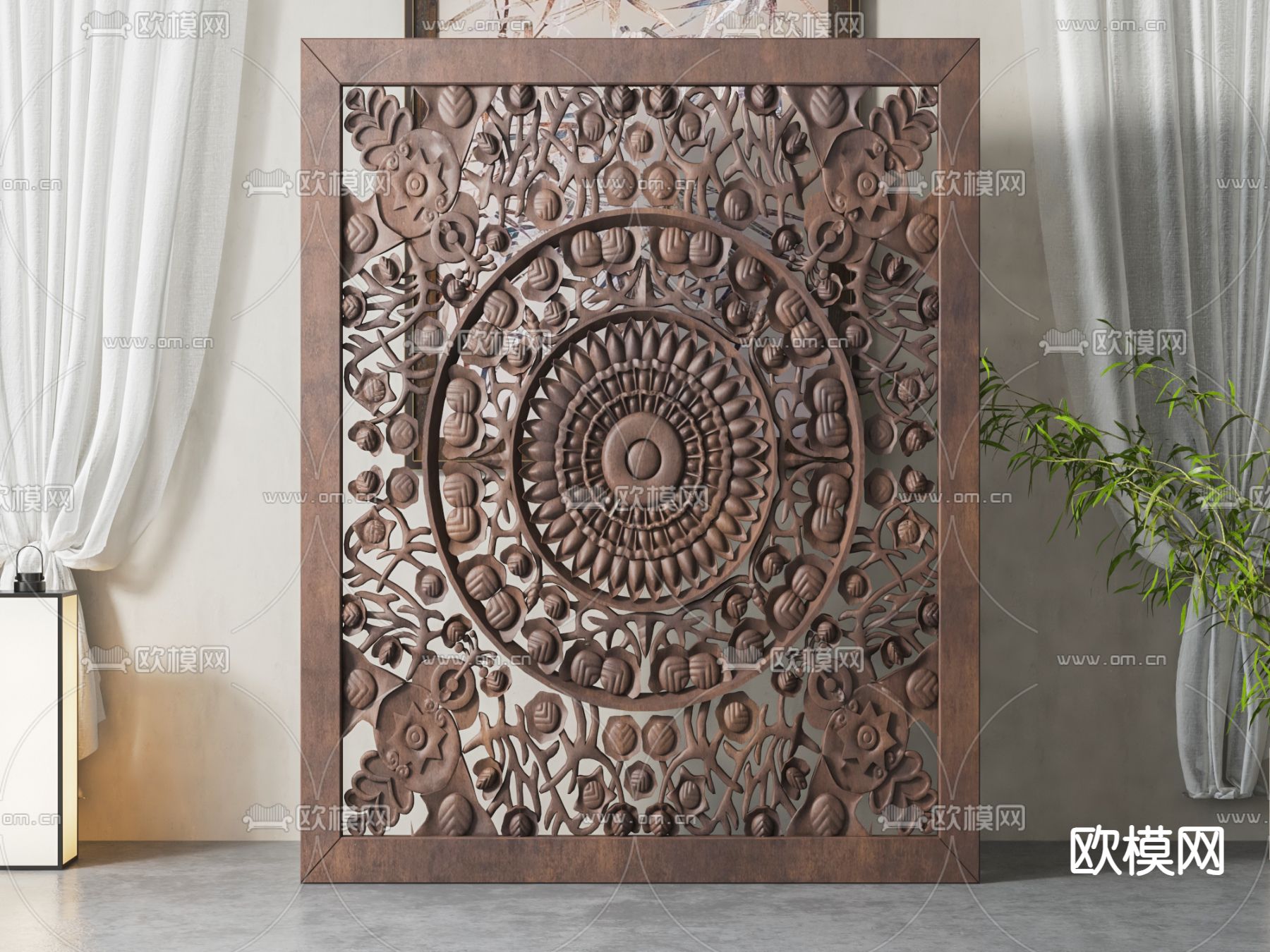 中式雕花屏风 隔断3d模型下载
