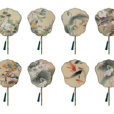  新中式扇子 古扇su模型 