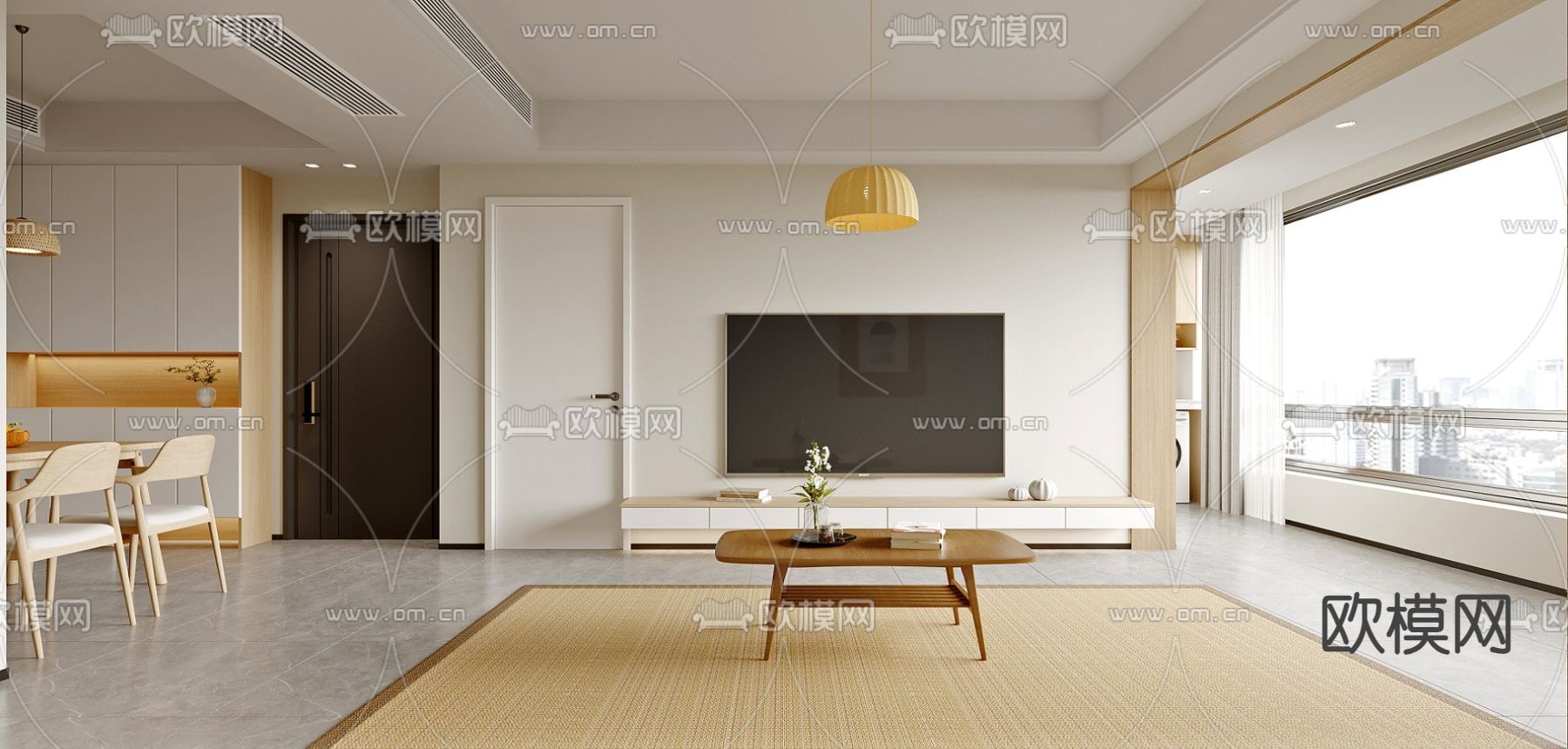 北欧客厅 餐厅3d模型下载（渲染图2）