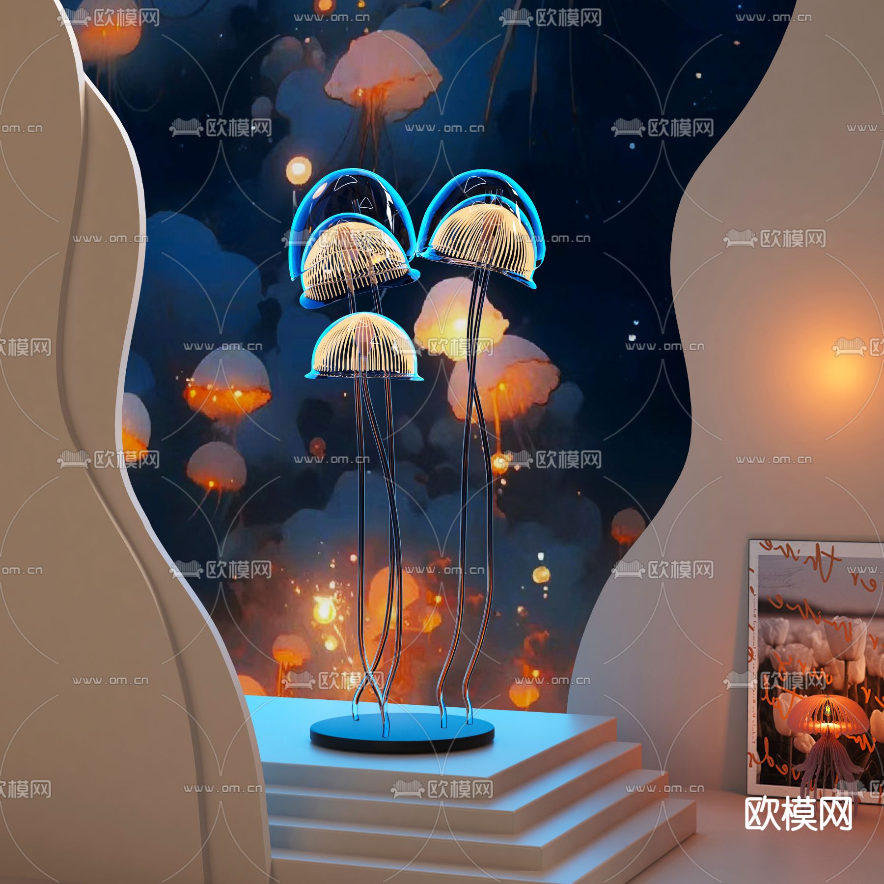 水母落地灯 装饰灯3d模型下载