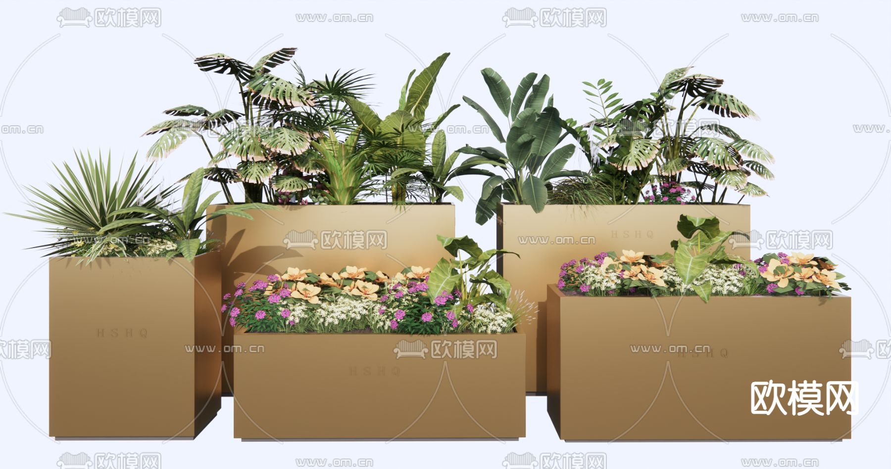 移动花箱 植物花坛su模型下载（渲染图1）