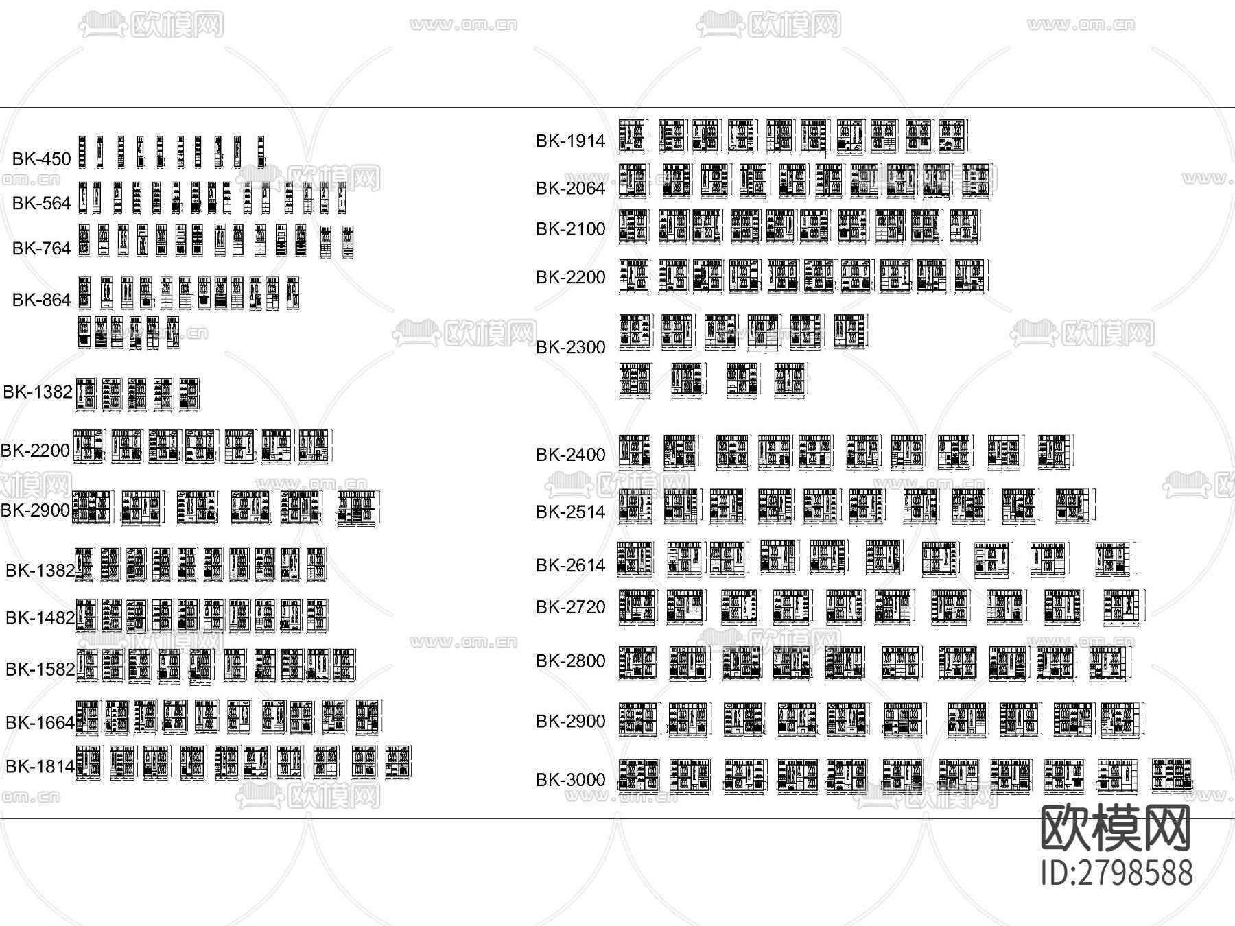 衣柜标准组合cad图库下载（渲染图10）